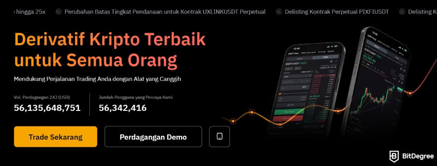 Ulasan Aplikasi Bybit: halaman arahan trading derivatif.