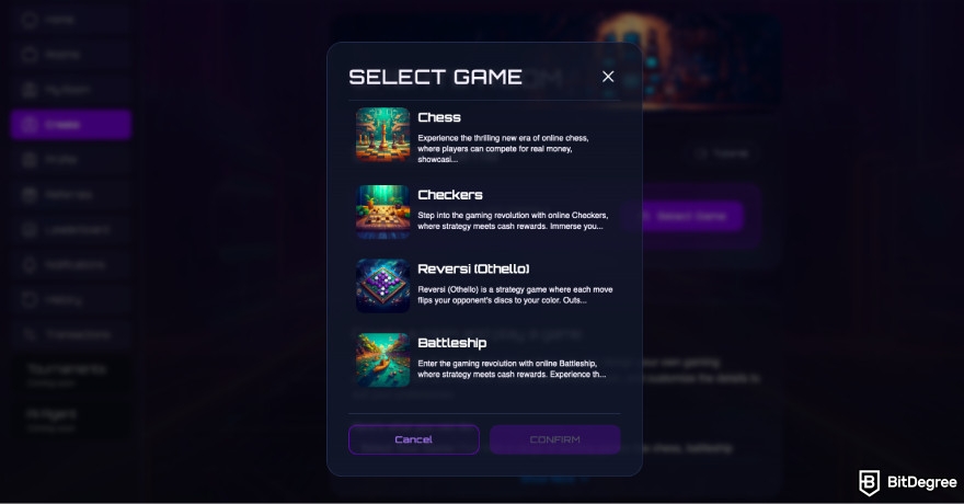 Upcoming Ethereum airdrops: select game on Arcadia.