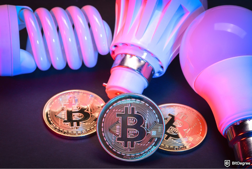 Upcoming Ethereum airdrops: lightbulbs with Bitcoins next to them.