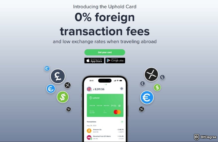 Uphold review: Uphold Card landing page.