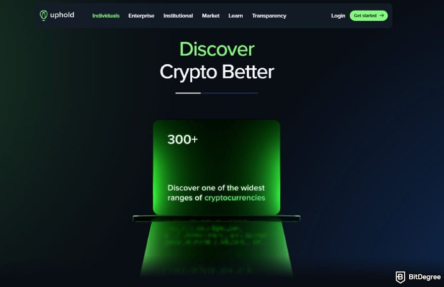 Uphold review: Uphold homepage.