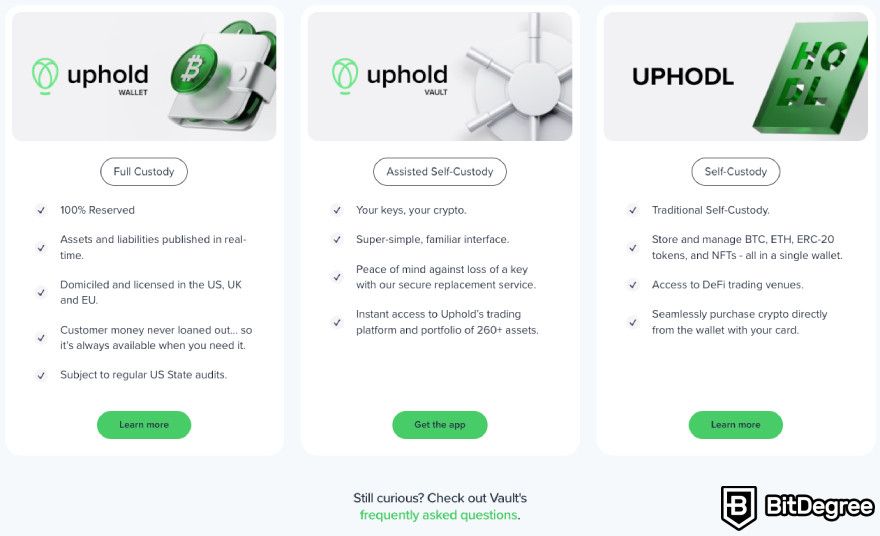 Uphold review: storage options.