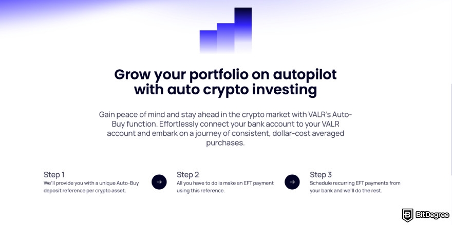 VALR review: a screenshot of VALR's auto buy feature description.