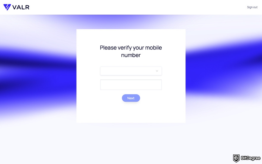 VALR review: enter your mobile number.