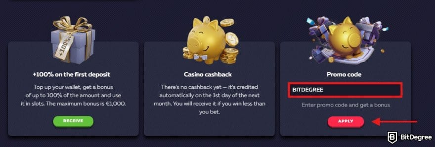 Vavada review: the promo code box on VAVADA. Vavada review: the promo code box on VAVADA.