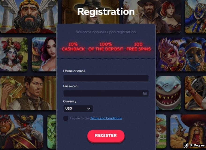 Vavada review: the sign up page. Vavada review: the sign up page.