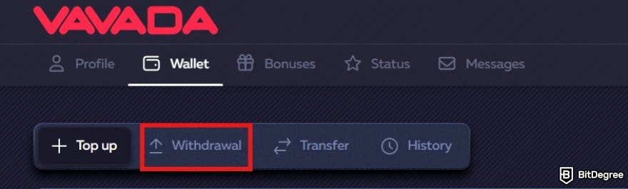 Vavada review: the withdrawal menu on VAVADA. Vavada review: the withdrawal menu on VAVADA.