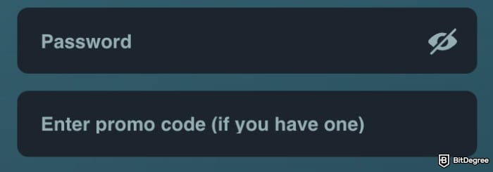 Vave casino promo code: the field to type on a promo code.