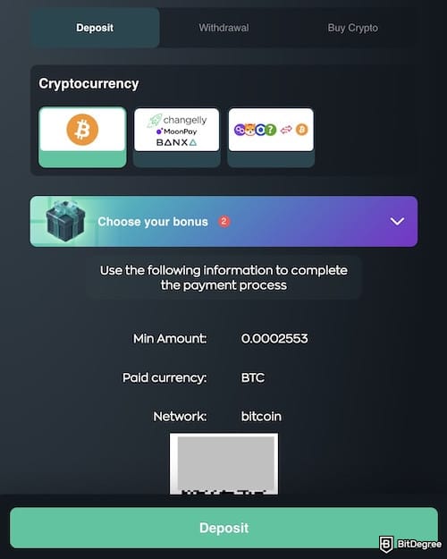 Vave casino review: the Deposit page on Vave casino. Vave casino review: the Deposit page on Vave casino.