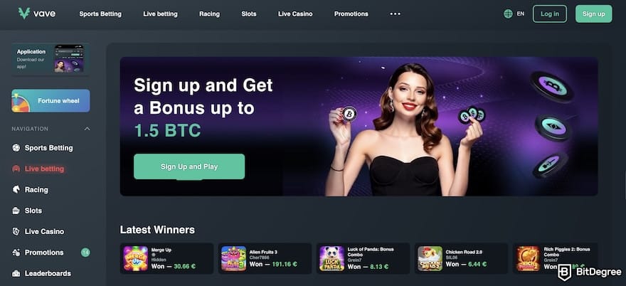 Vave casino review: Vave's homepage. Vave casino review: Vave's homepage.