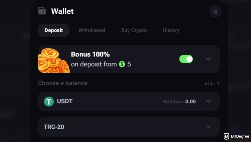 Vega Bet review: Vega Bet's deposit window. Vega Bet review: Vega Bet's deposit window.