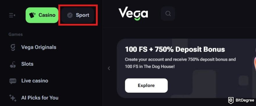 Vega Bet review: the Sport menu on Vega Bet. Vega Bet review: the Sport menu on Vega Bet.