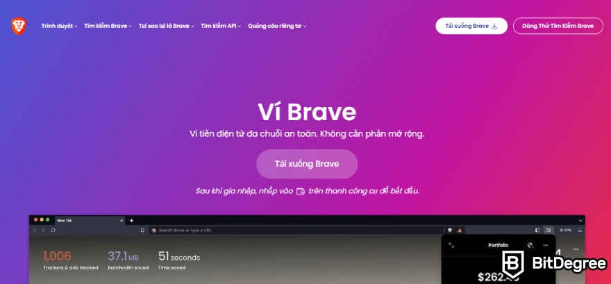 Ví Brave Wallet là gì: Trang chủ.