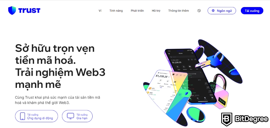 Ví Trust Wallet là gì: Trang chủ.