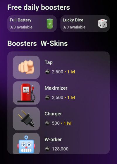 W-Coin Crypto: free daily boosters from W-Coin.