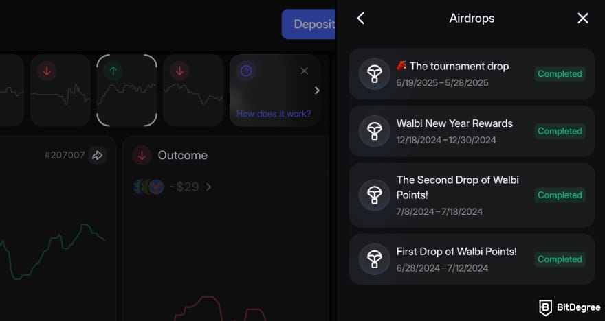 Walbi review: past airdrop events.