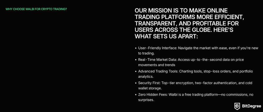 Walbi review: reasons why crypto traders might want to choose Walbi.