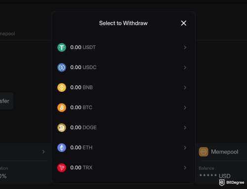 Walbi review: selection of assets for withdrawal.