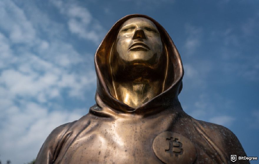 Wallet of Satoshi review: the statue of Bitcoin founder, Satoshi Nakamoto.