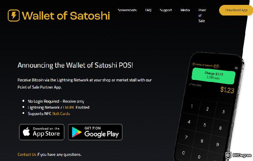 Wallet of Satoshi review: a Point of Sale dedicated app.