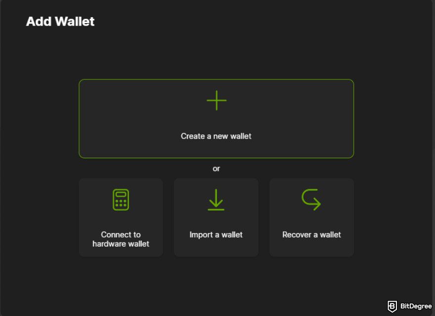 Wasabi Wallet review: add wallet.