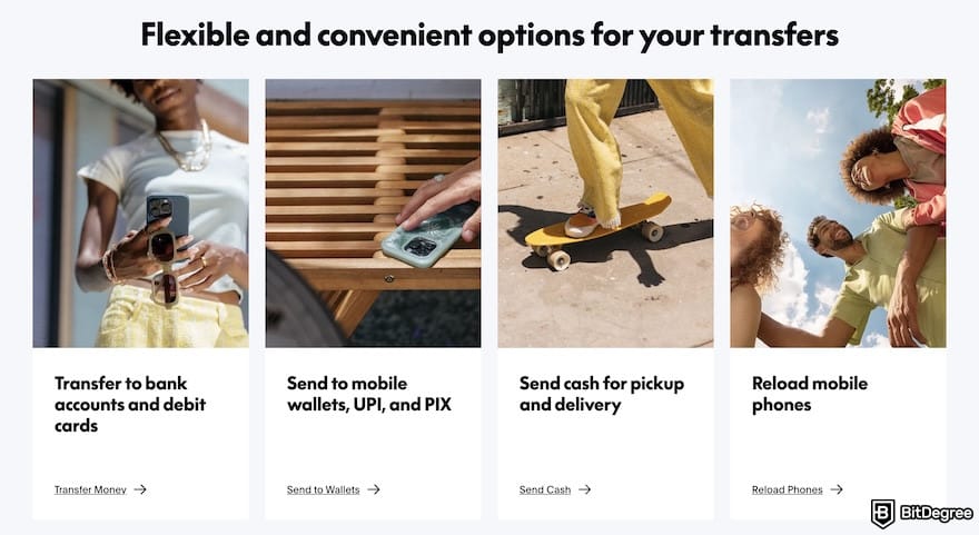 Western Union review: Xoom's transfer options.