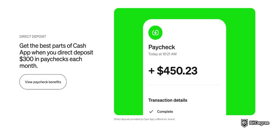 What is a digital wallet: CashApp direct deposits.