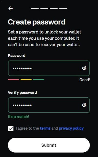 What is a Web3 wallet: create a password.