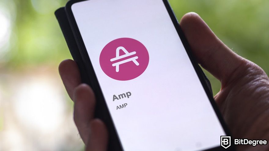 What is AMP crypto?: Close up on logo of (AMP) Amp on the screen of an exchange.