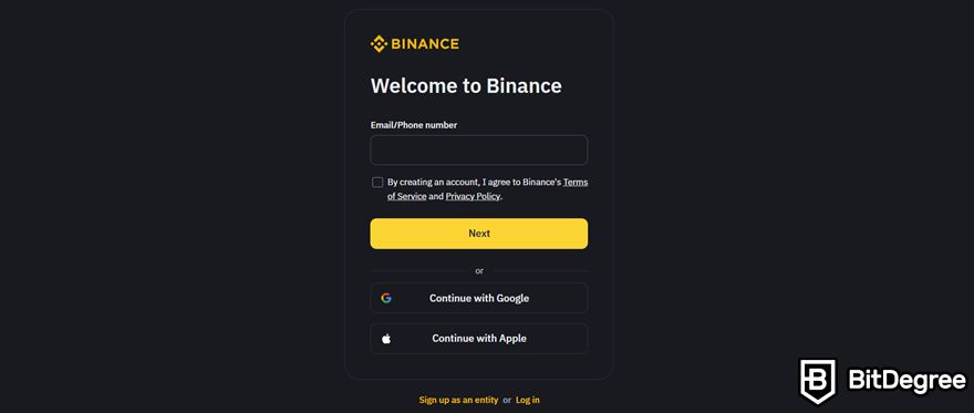 AMP coin là gì: Trang đăng ký của Binance.