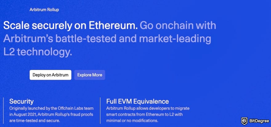 What is Arbitrum: Arbitrum displaying its L2 scaling technology.