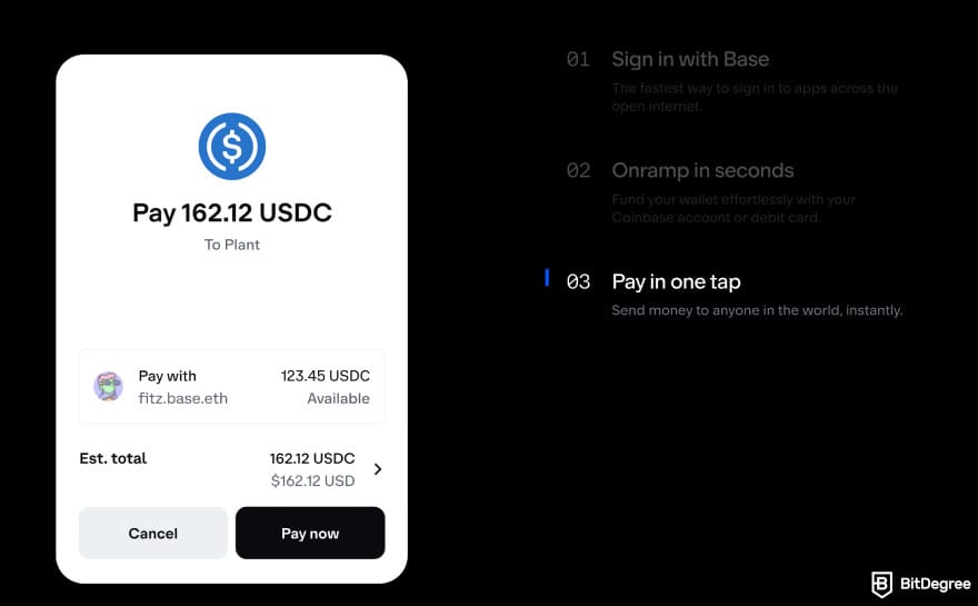 What is Base crypto: one tap payments.