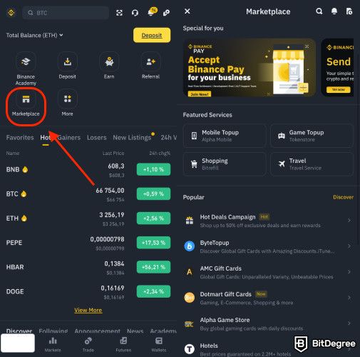 What is Binance Pay: accessing the Binance Marketplace.