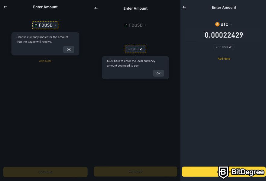 What is Binance Pay: formulating a crypto transaction for a friend.