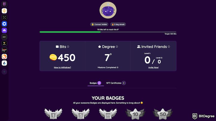 What is BitDegree: Wallet gamification.