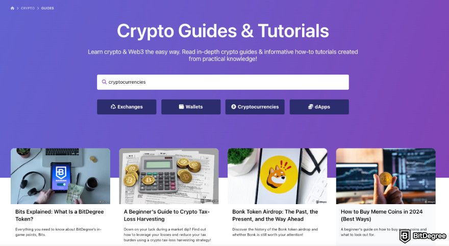 What is BitDegree: crypto tutorials.