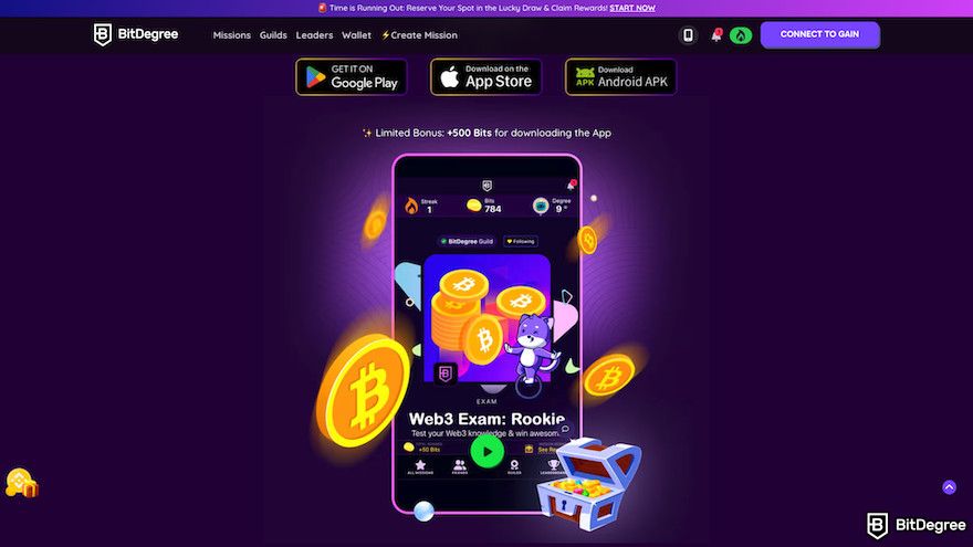 What is BitDegree: Mobile app.