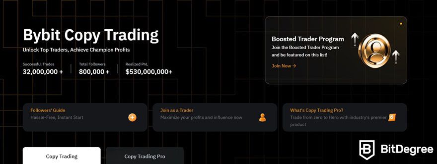 What is Bybit: the landing page for Bybit Copy Trading.