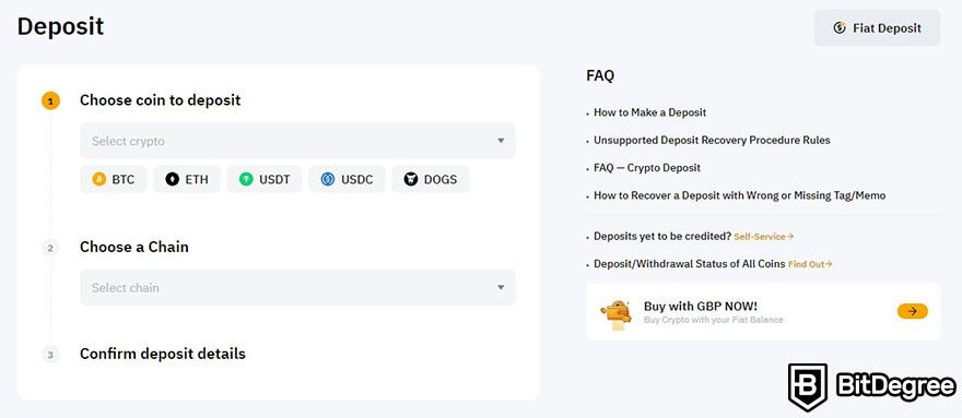 What is Bybit: the deposit form on Bybit.