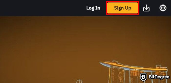 What is Bybit: the Sign Up button on Bybit's homepage.