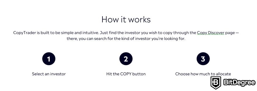 What is copy trading in crypto: eToro's CopyTrader.