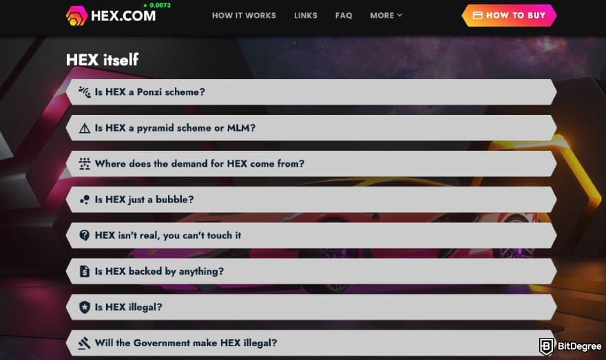 What is HEX crypto: scam accusations addressed on HEX's homepage.