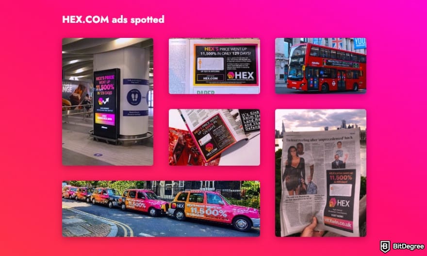 What is HEX crypto: HEX's ads around the world.