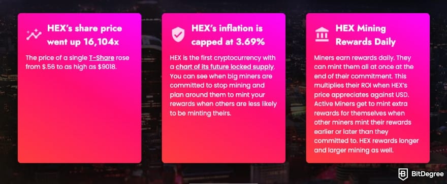 What is HEX crypto: HEX's share price, inflation rate, and rewards.
