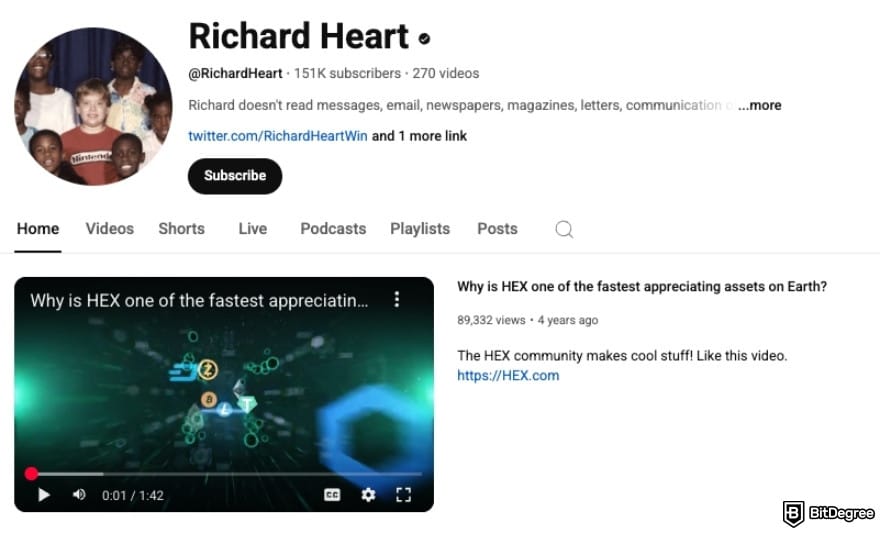 What is HEX crypto: Richard Heart's YouTube channel.