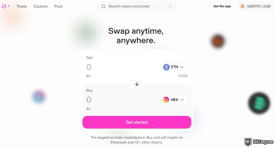 What is HEX crypto: swapping ETH for HEX on Uniswap.