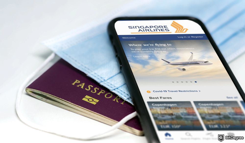 What is Jio Crypto: the Singapore Airlines app displayed on a phone.