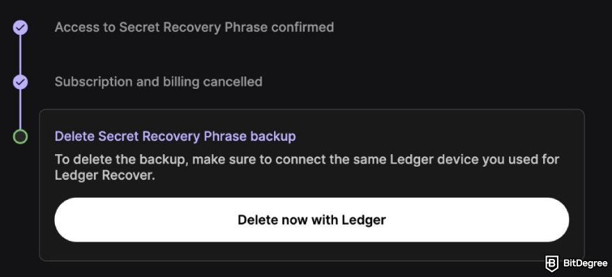 What is Ledger Recover: delete the backup phrase.