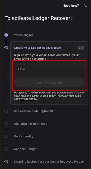 What is Ledger Recover: verify your email address.