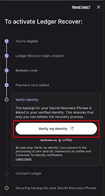What is Ledger Recover: verify your identity.